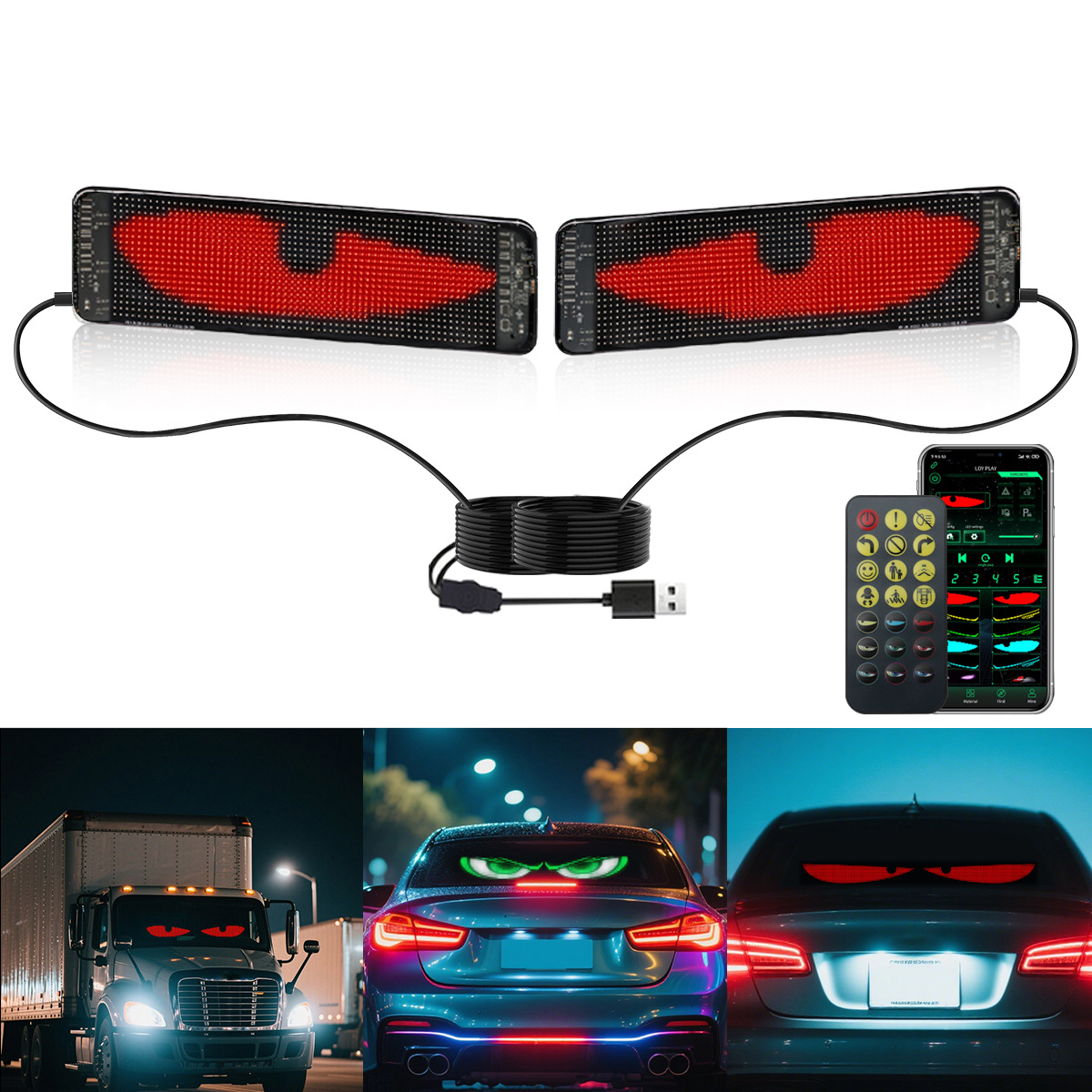 Solar Panel - LED車載ソフトスクリーン、車載フレキシブル広告スクリーン、USBアプリ、Bluetoothストアフロント、デビルズアイダイナミックディスプレイスクリーン