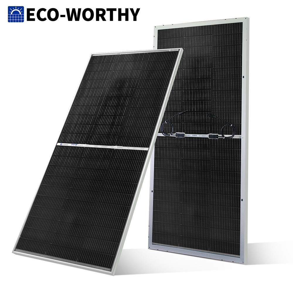 Solar Panel 200W - ECO-WORTHY 195W N型18BB両面発電ソーラーパネル、1枚12ボルト単結晶ソーラーパネル、25%の高変換効率