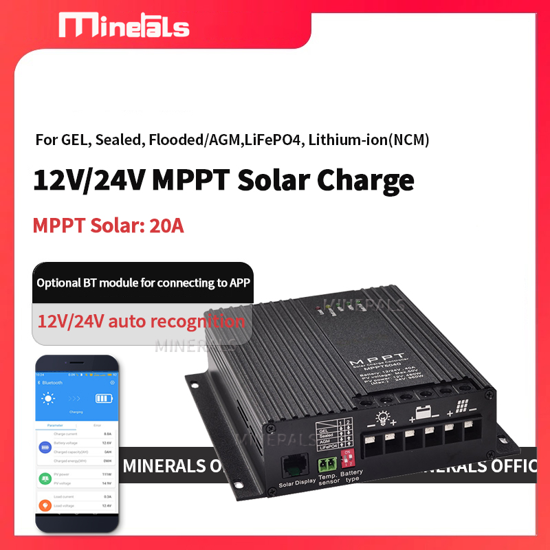 Charge Controller Solar - 20A MPPTコントローラー 12V/24Vバッテリー充電器 ソーラー充電コントローラー 出力最大 PV入力電圧