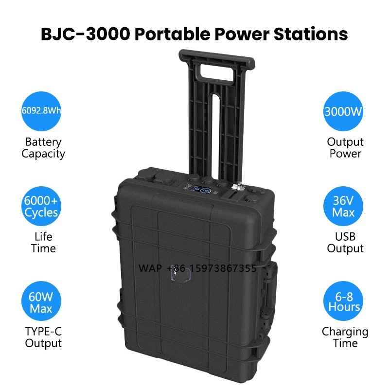 Solar Generator - 110V 220V ポータブル充電ステーション 3000W ソーラー発電機、外部バッテリー緊急始動装置 LiFePO4