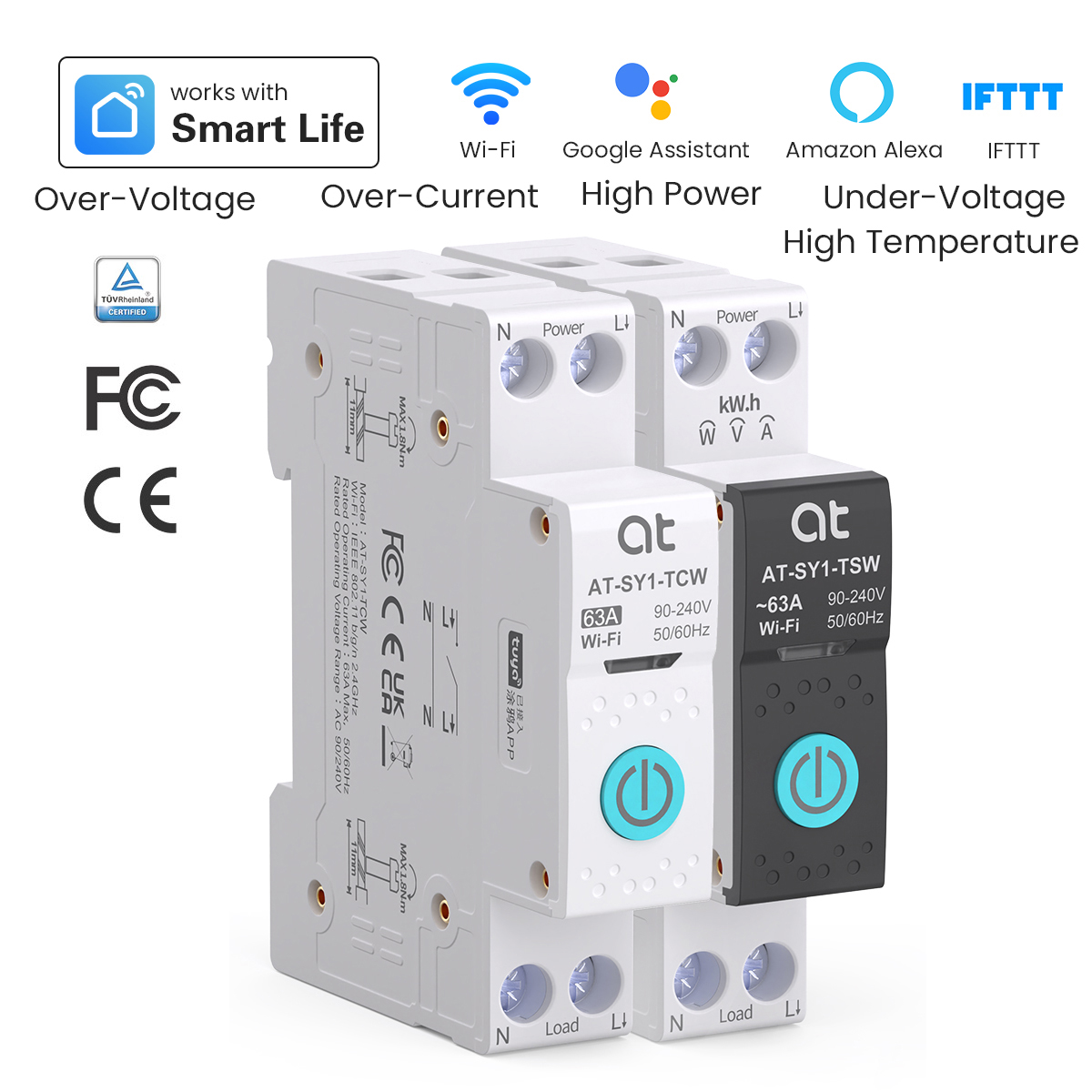 Energy Monitor Meter - Tuya WiFi サーキットブレーカー スマート 1P+N 63A