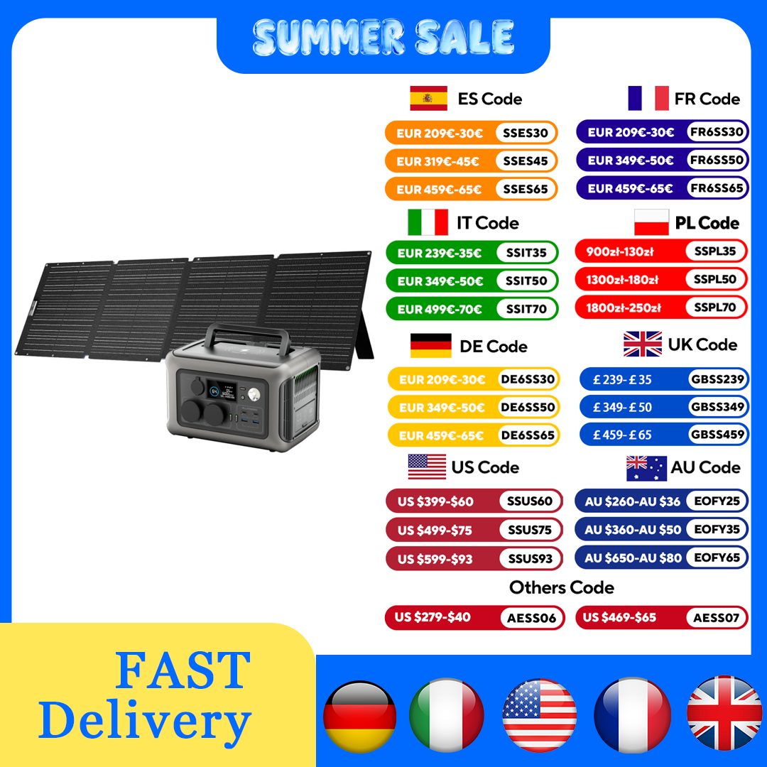 Solar Panel 200W - ALLPOWERS R600 ポータブル電源 299Wh 600W ソーラー発電機（0～100%を1時間で充電）＆SP033