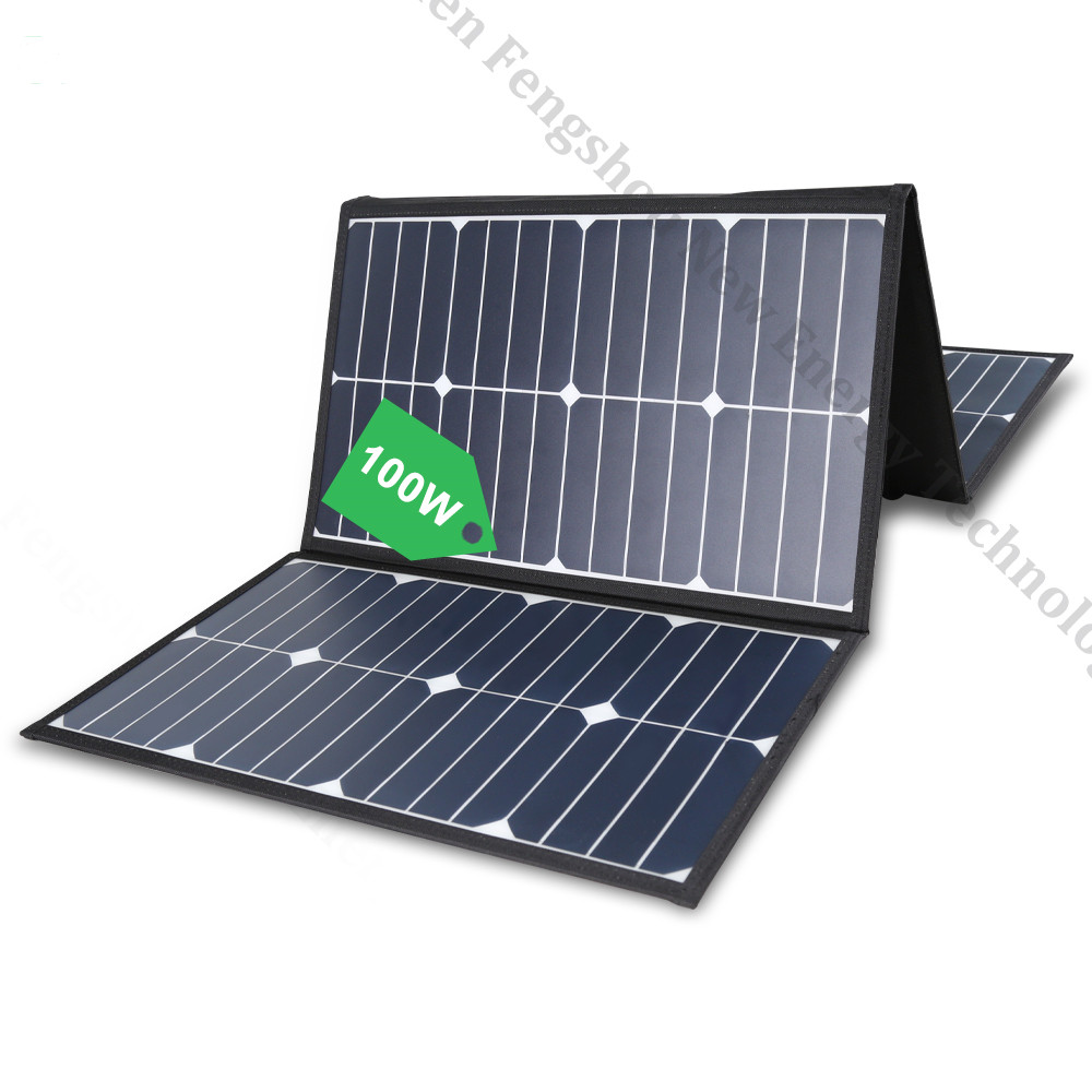 ポータブル 100 ワット折りたたみ式ソーラーパネル充電器キ - Charge Controller Solar のレビューと価格