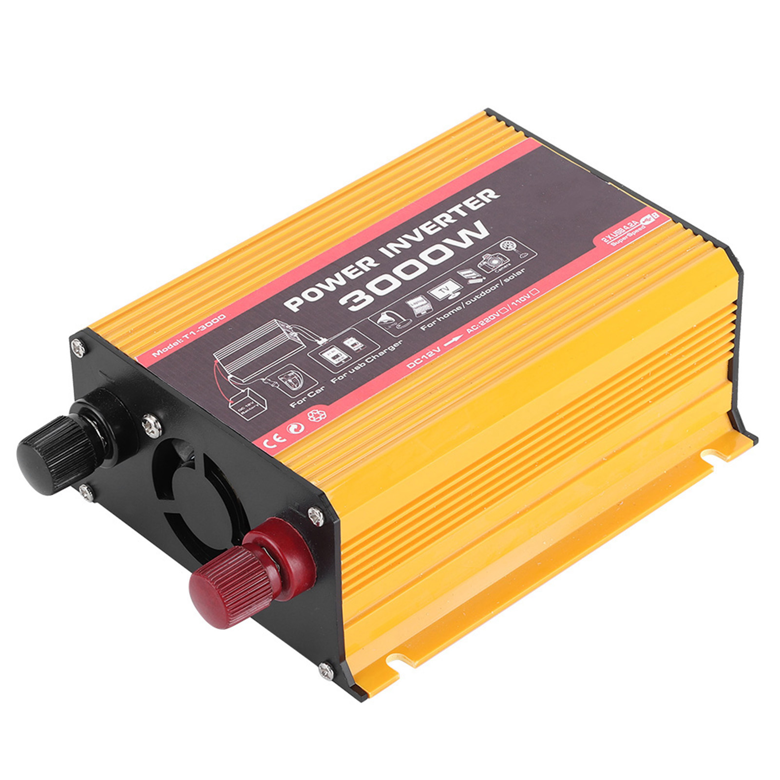 高出力カーインバーター 3000W、デュアルUSBポート付き - Power Inverter のレビューと価格