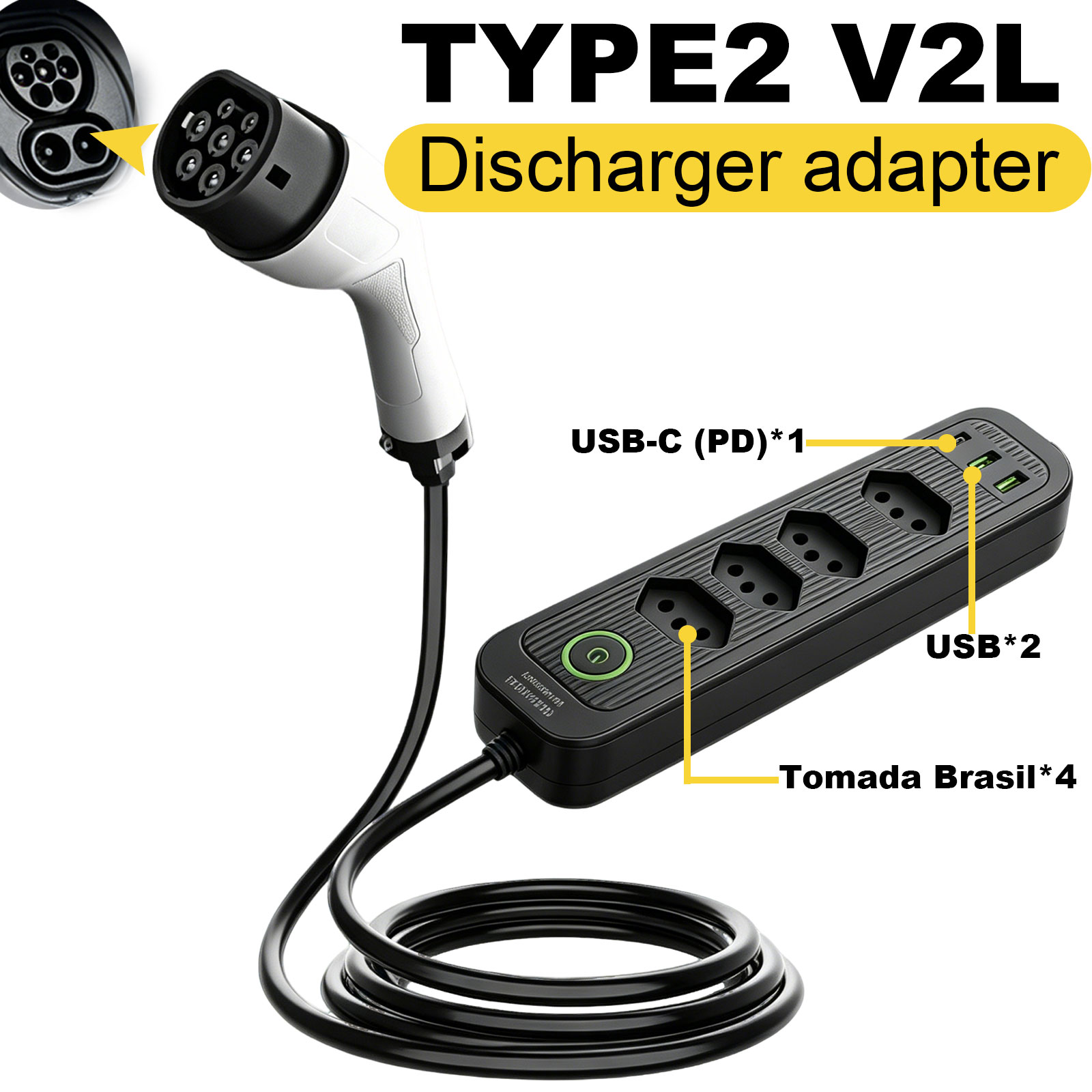 タイプ2 V2L放電アダプター 16A ブラジルソケット E - Outdoor Power Station のレビューと価格
