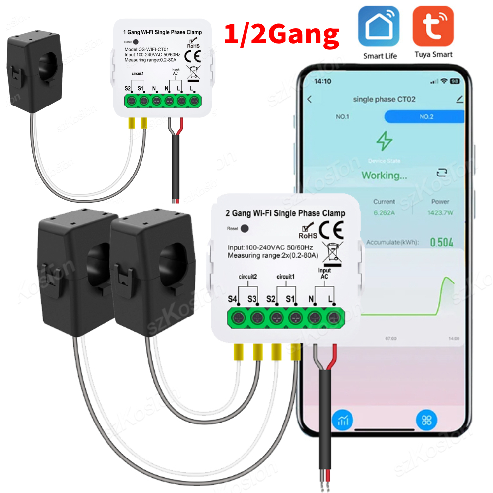 1/2Gang Tuya スマート WiFi エネルギーメー - Energy Monitor Meter のレビューと価格