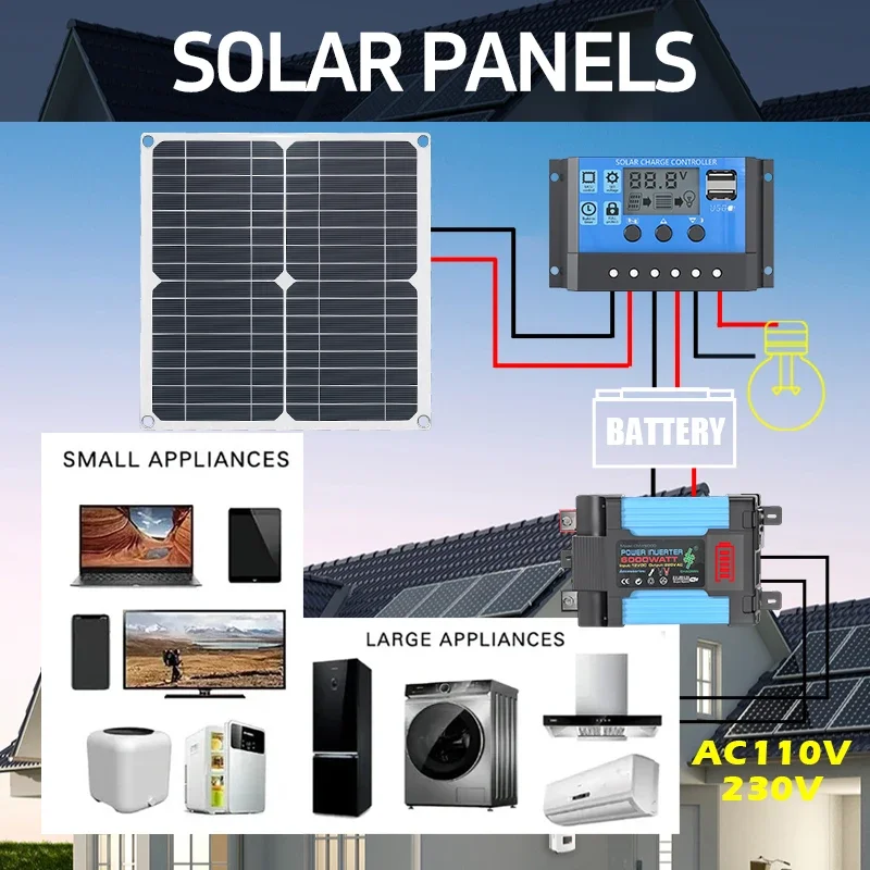 6000Wのソーラーキット。200Wのソーラーパネルとコント - Solar Panel 200W のレビューと価格